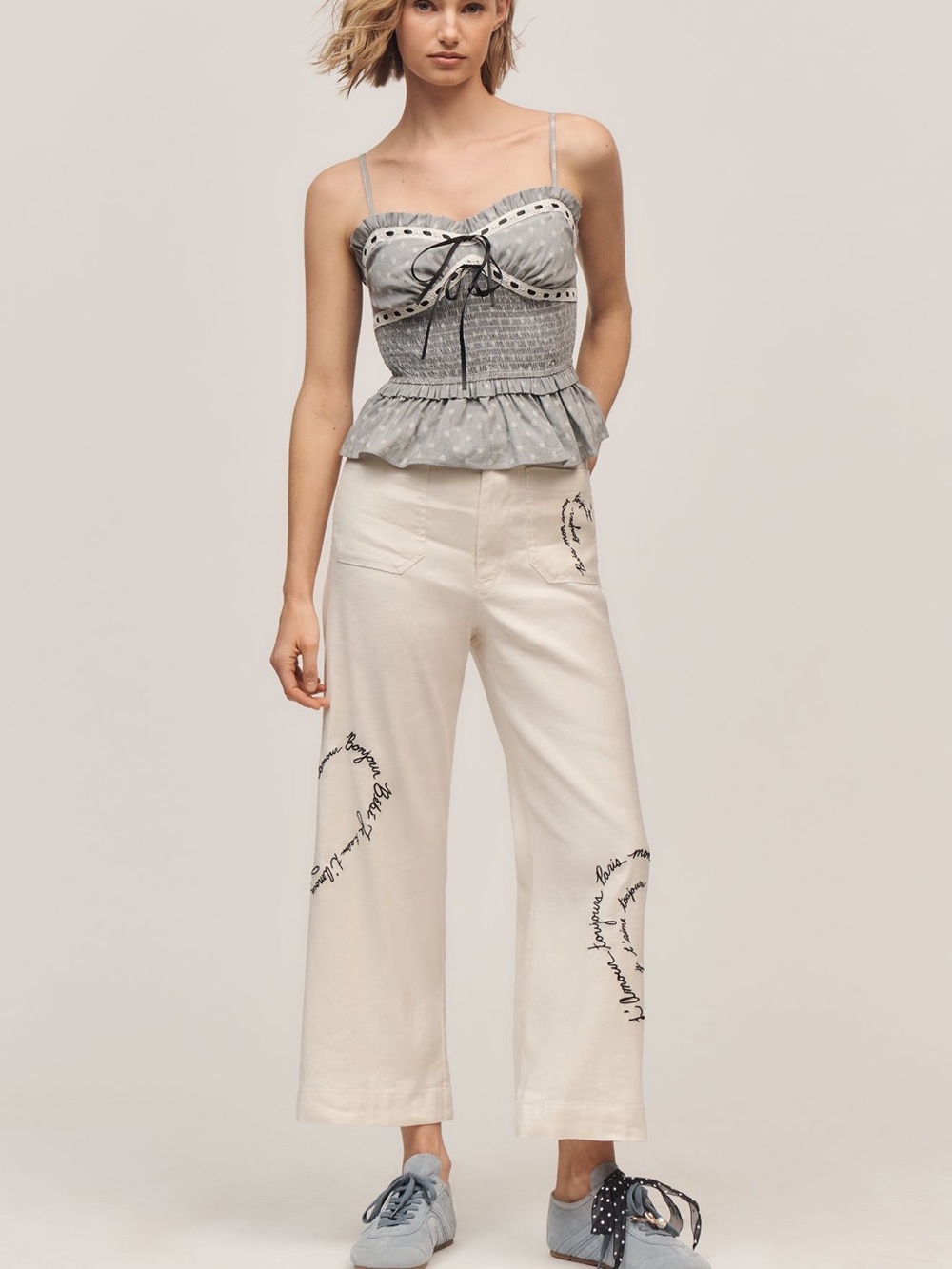 Maeve Collette Linen-blend Crop French Love Notes Pants NWT SOLD OUT - Picture 5 of 5